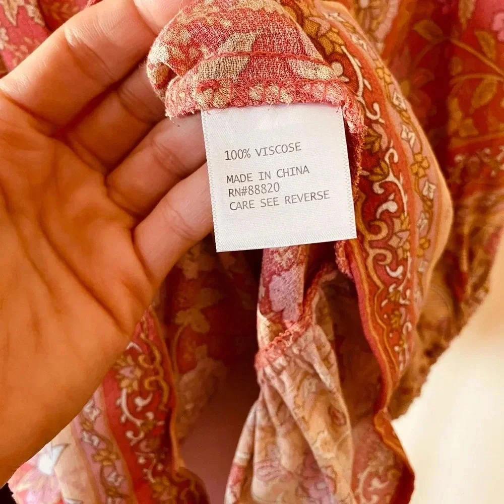 Rachel Zoe Floral Peasant Blouse NWT Small Deep Pink 3/4 Sleeve - Picture 10 of 11